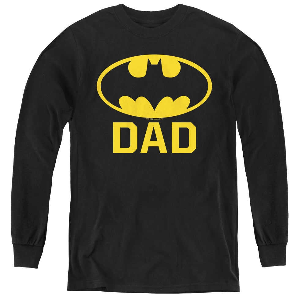 Batman Bat Dad Long Sleeve Kids Youth T Shirt Black