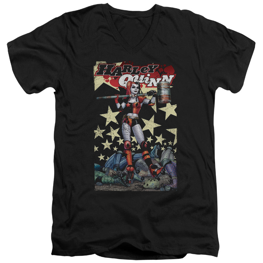 Batman Quinn One Mens Slim Fit V Neck T Shirt Black