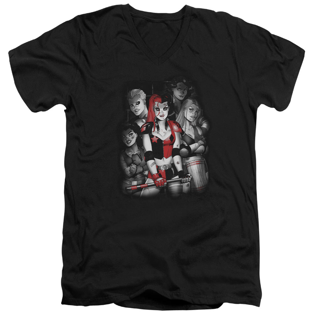 Batman Bad Gals Bw Mens Slim Fit V Neck T Shirt Black