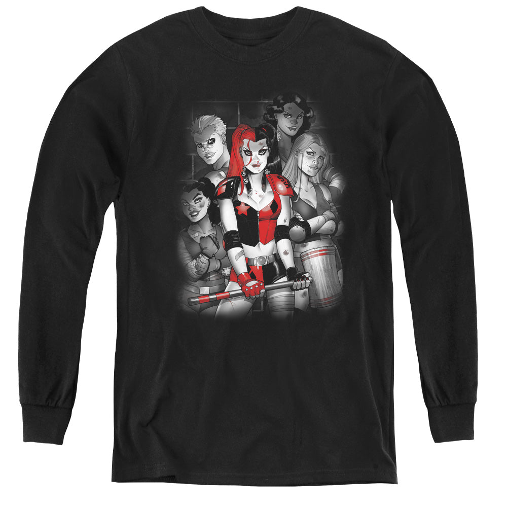 Batman Bad Gals Bw Long Sleeve Kids Youth T Shirt Black