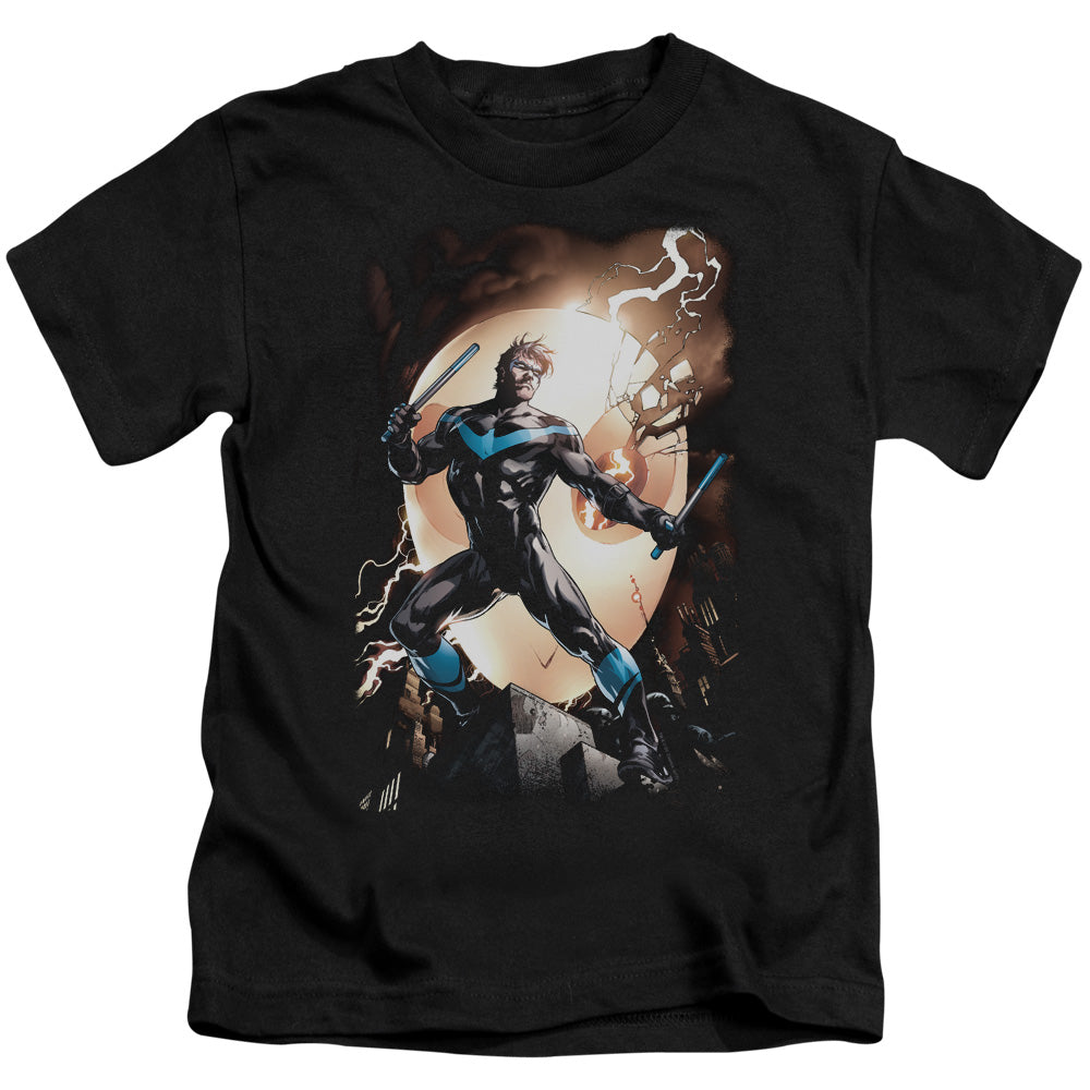 Batman Nightwing Against Owls Juvenile Kids Youth T Shirt Black