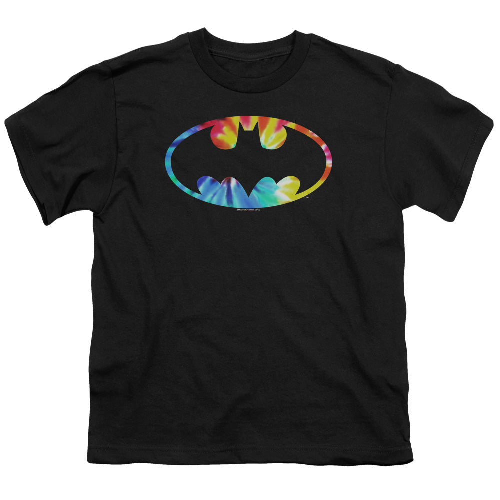 Batman Tie Dye Batman Logo Kids Youth T Shirt Black