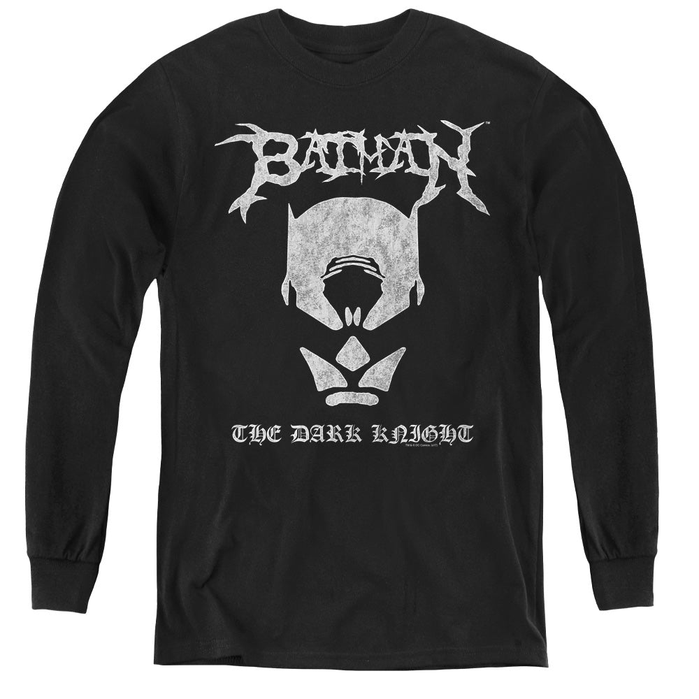 Batman Black Metal Batman Long Sleeve Kids Youth T Shirt Black