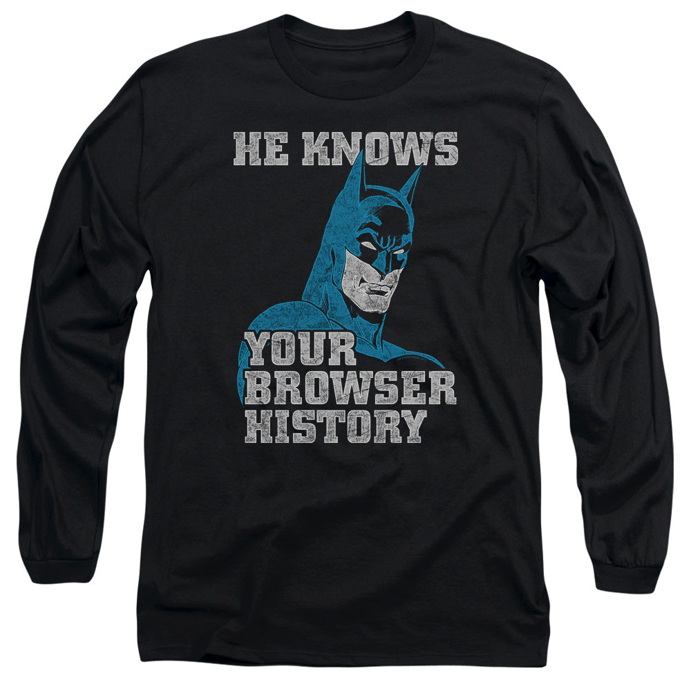 Batman Batman Knows Mens Long Sleeve Shirt Black