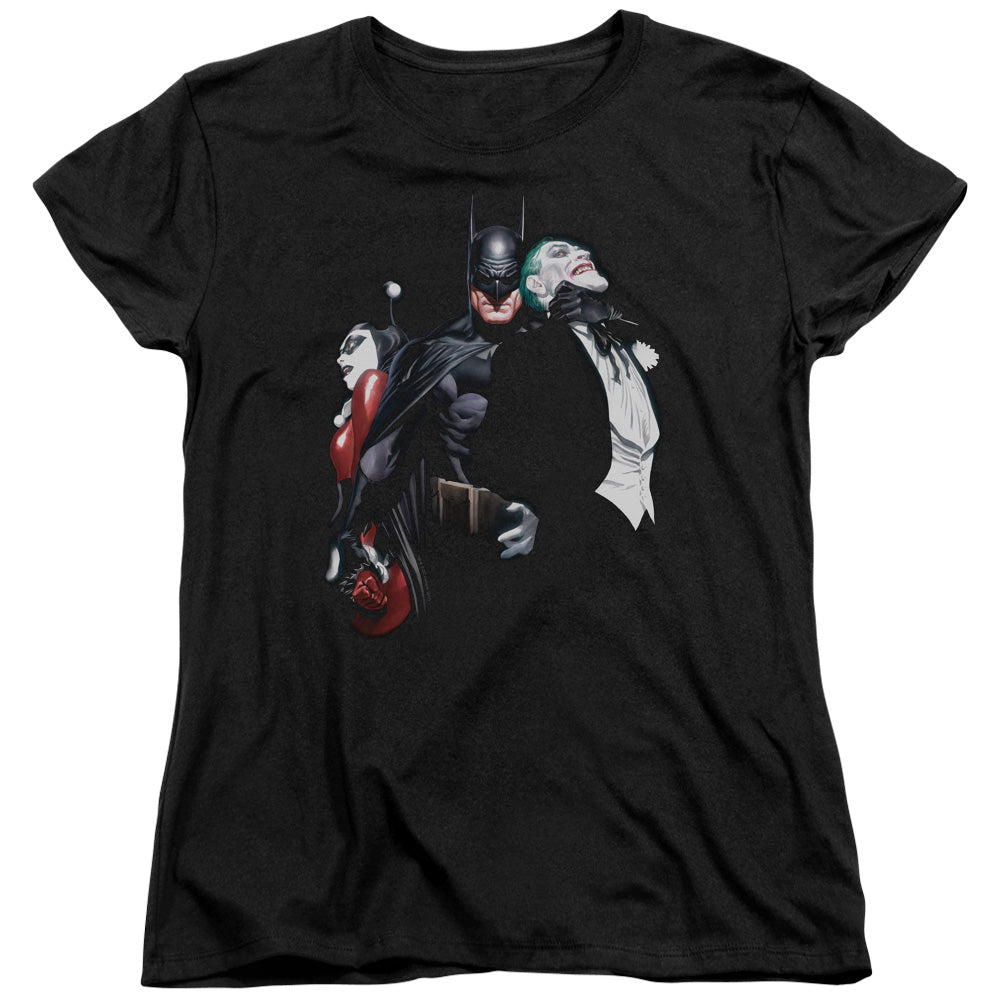 Batman Joker Harley Choke Womens T Shirt Black