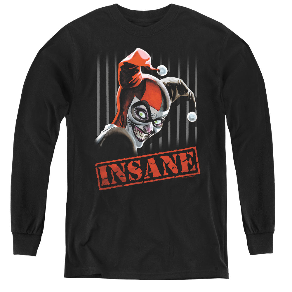 Batman Insane Long Sleeve Kids Youth T Shirt Black