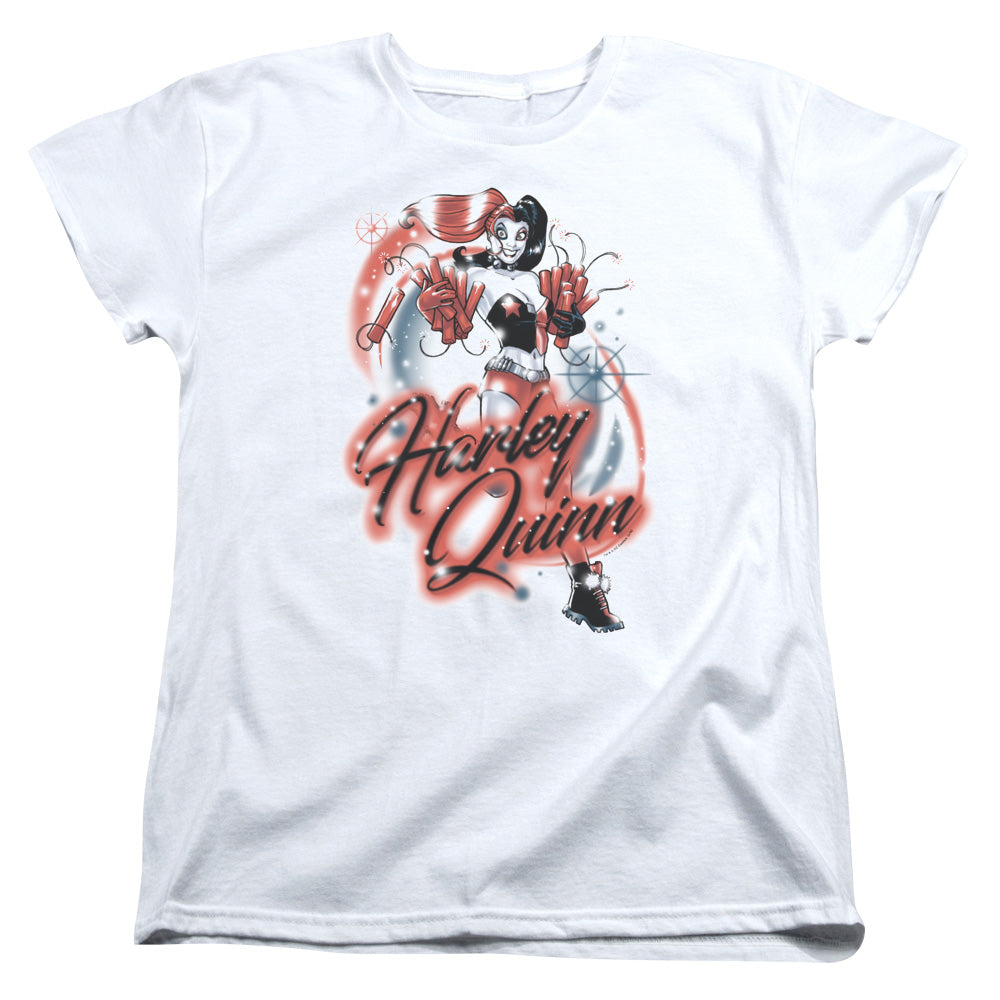 Batman Harley Airbrush Womens T Shirt White