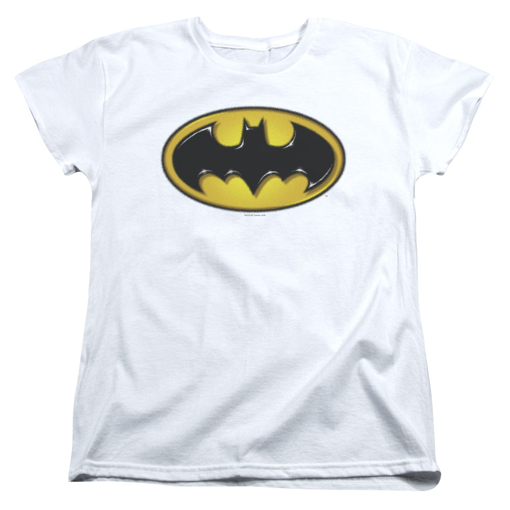 Batman Airbrush Bat Symbol Womens T Shirt White