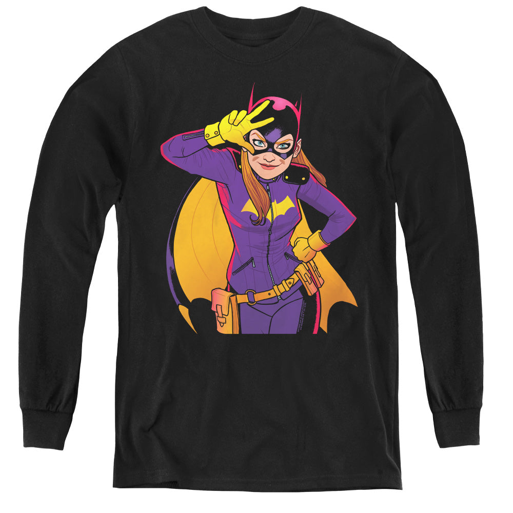 Batman Batgirl Moves Long Sleeve Kids Youth T Shirt Black