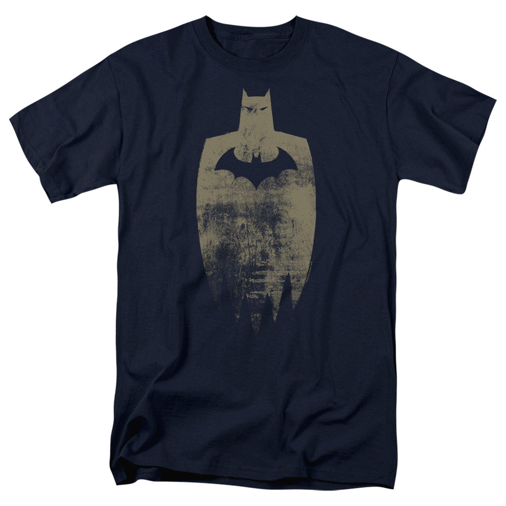 Batman Gold Silhouette Mens T Shirt Navy Blue