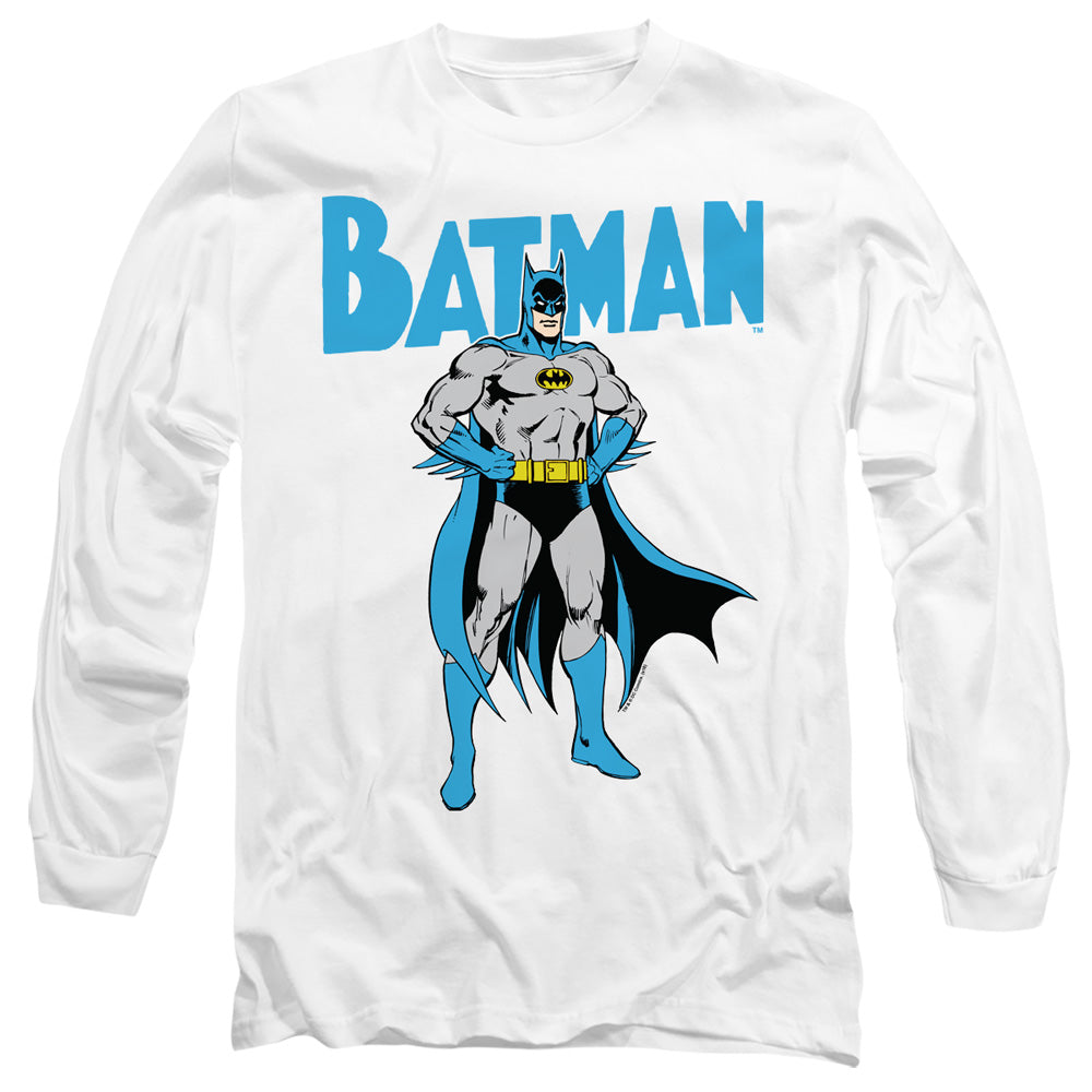 Batman Stance Mens Long Sleeve Shirt White