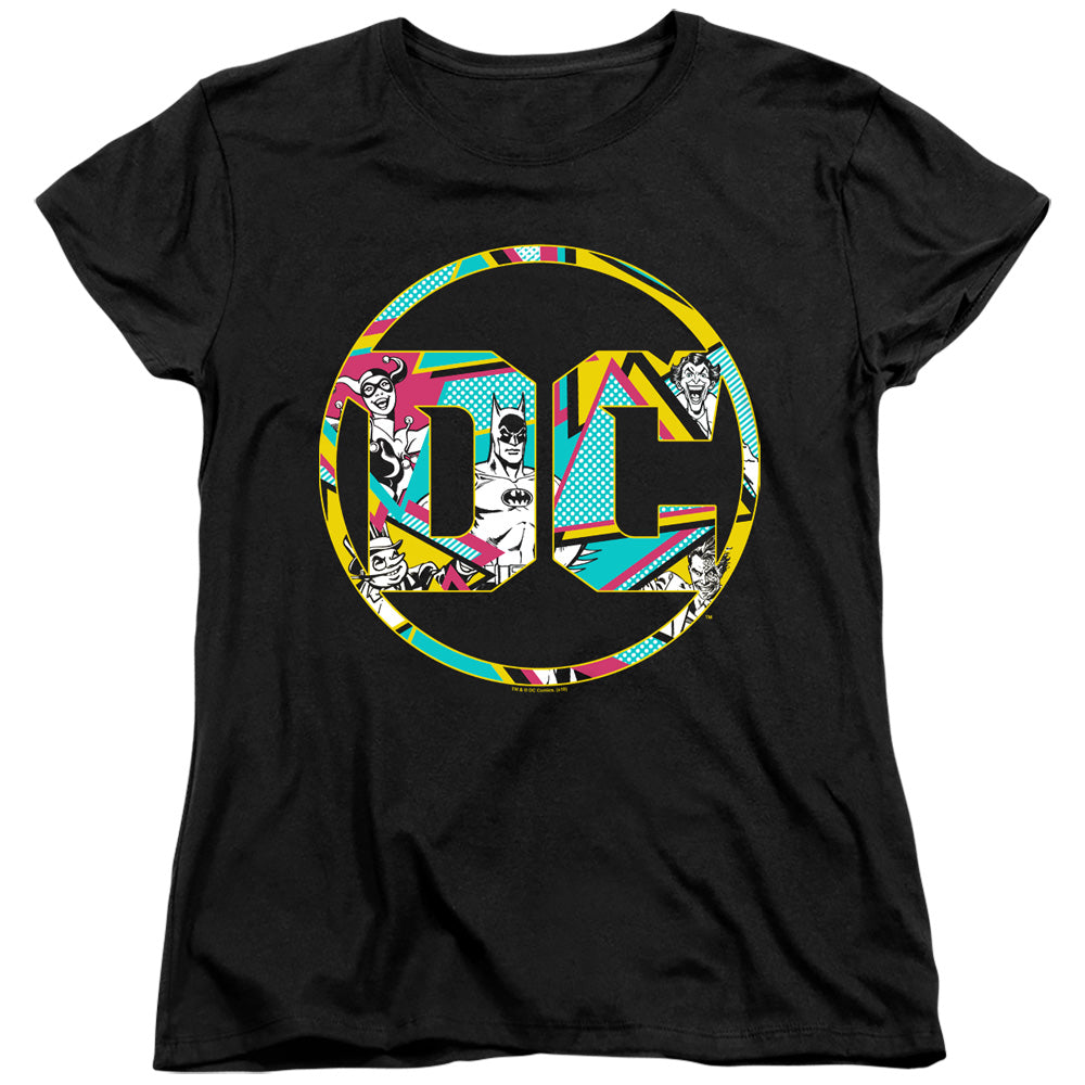 Batman 80s Bat Logo Womens T Shirt Black