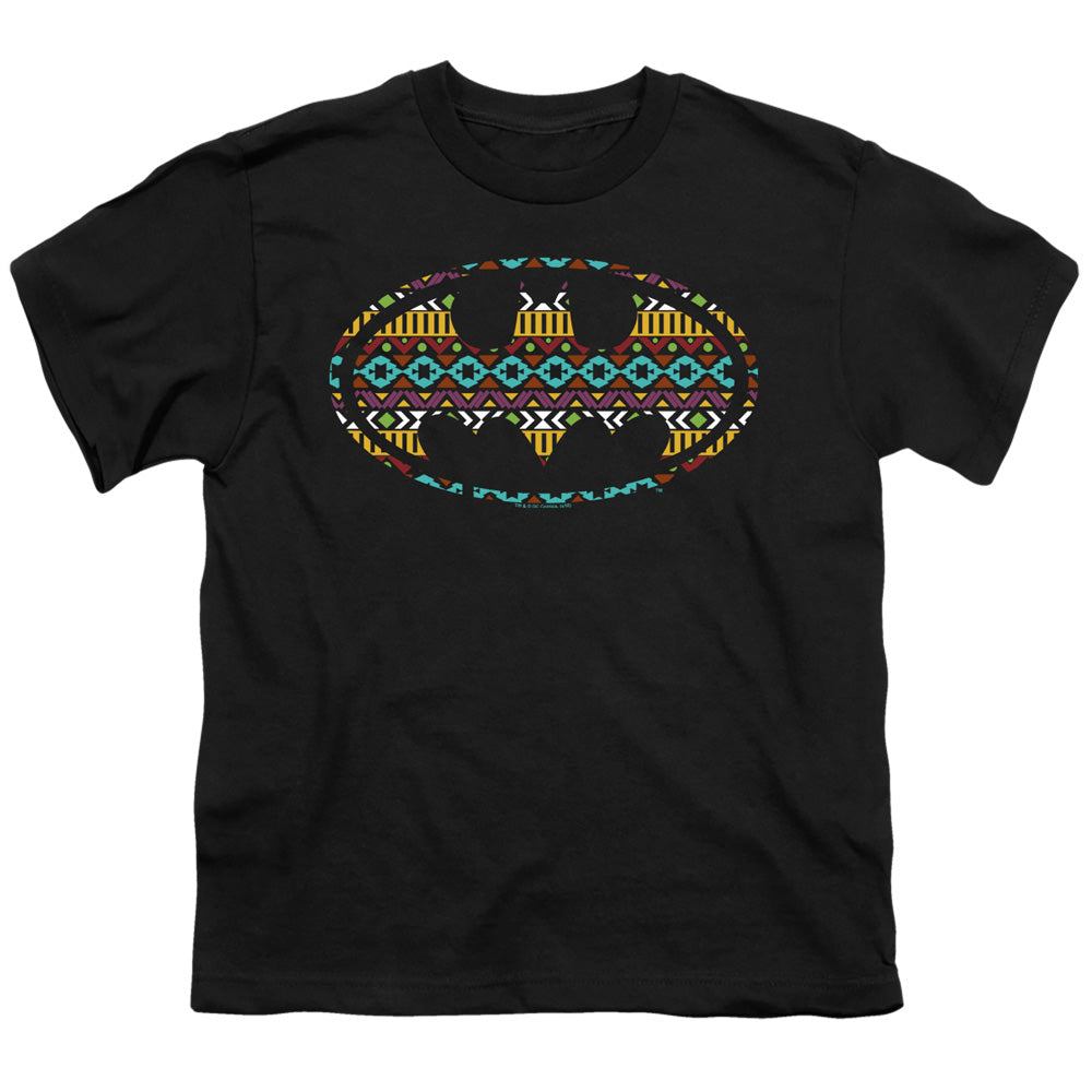 Batman Aztec Fill Kids Youth T Shirt Black