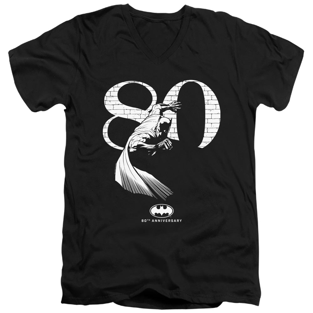 Batman 80 Wall Mens Slim Fit V Neck T Shirt Black