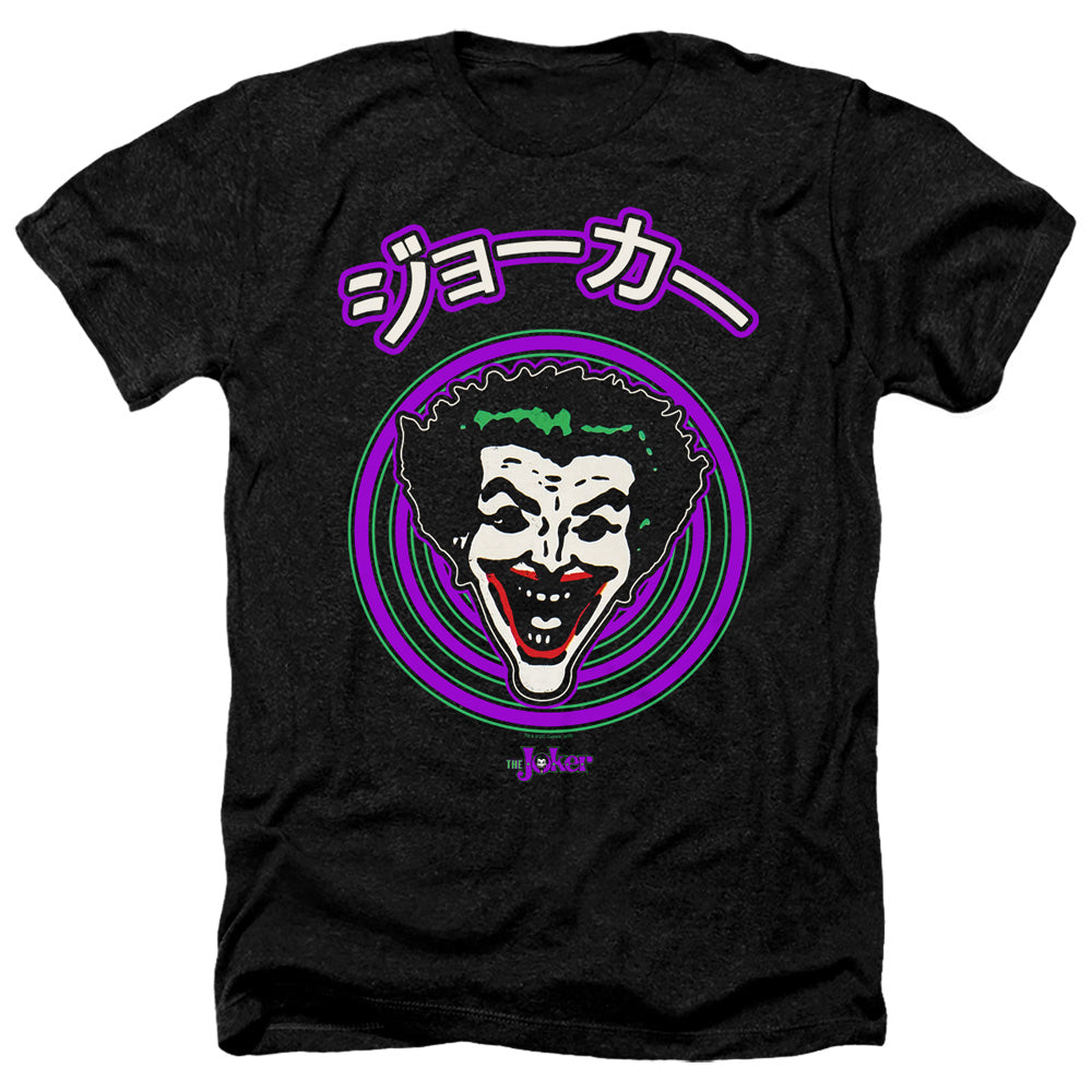 Batman Face Spiral Heather Mens T Shirt Black