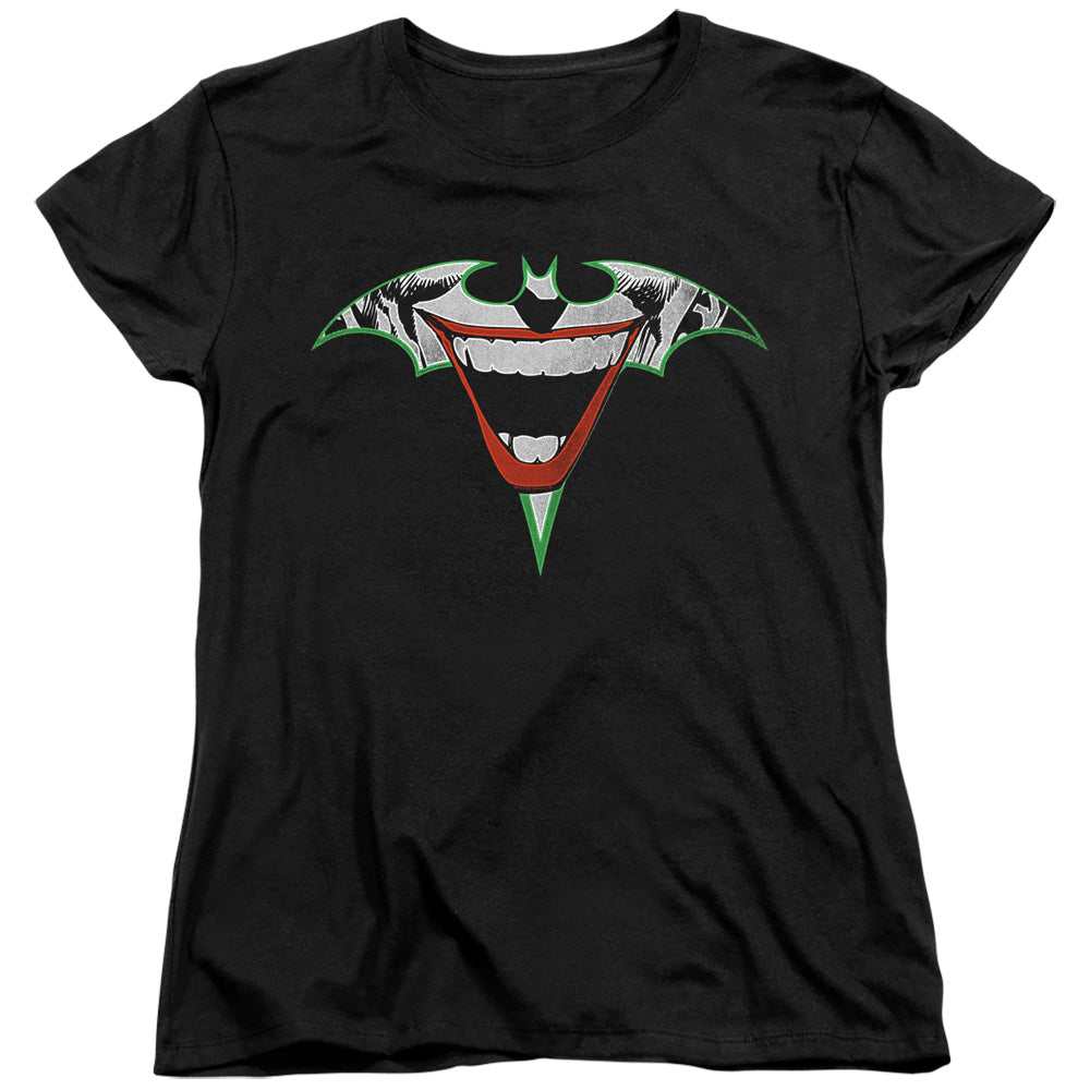 Batman Joker Bat Logo Womens T Shirt Black