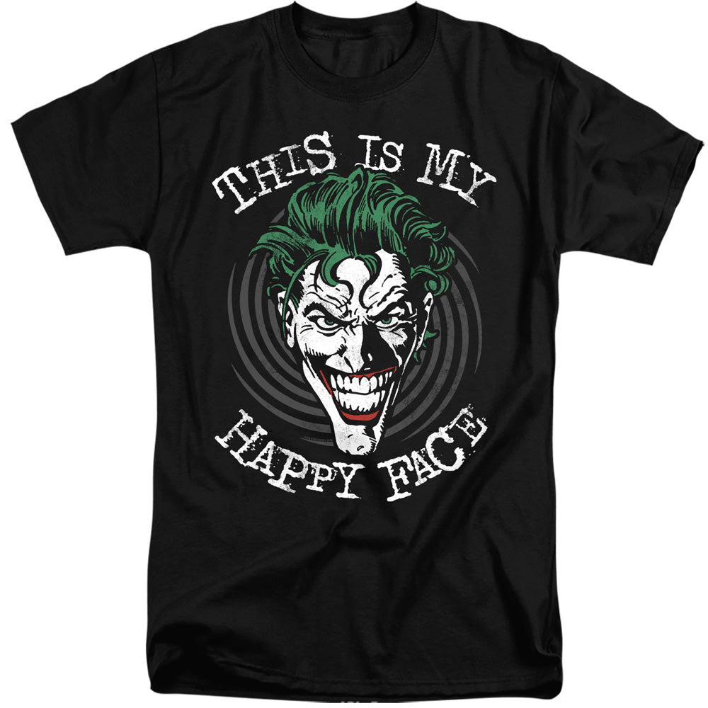 Batman Maniacal Spiral Mens Tall T Shirt Black