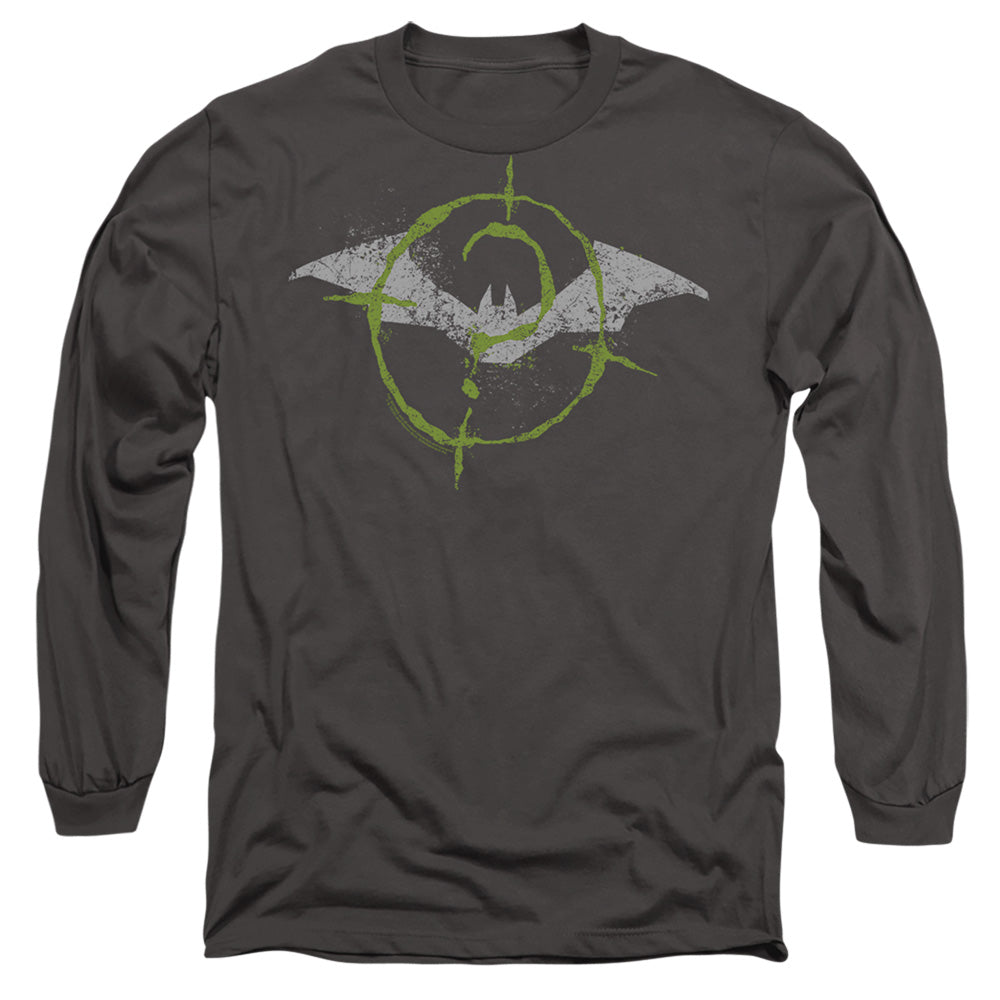 The Batman (2022) Scribbles Bat Logo Mens Long Sleeve Shirt Charcoal Officially Licensed