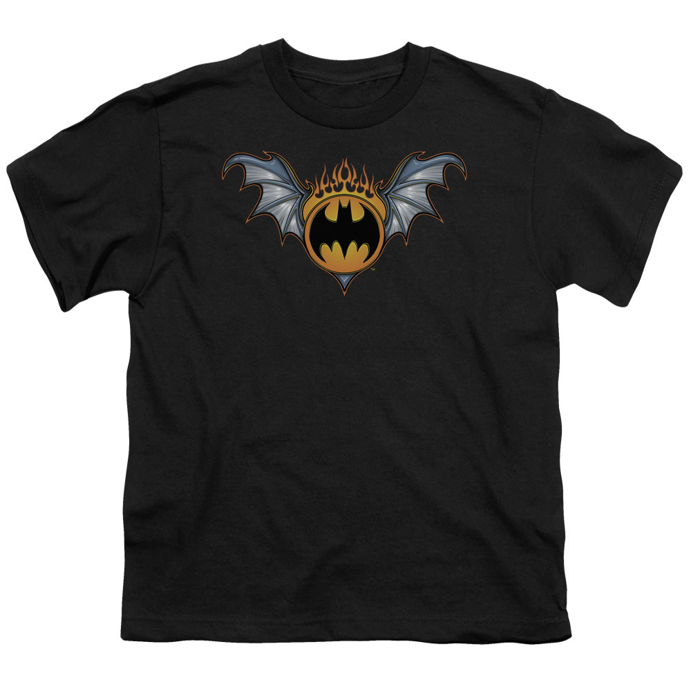 Batman Bat Wings Logo Kids Youth T Shirt Black