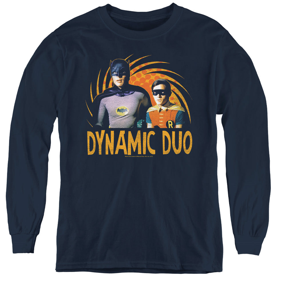 Batman Classic Tv Dynamic Long Sleeve Kids Youth T Shirt Navy Blue