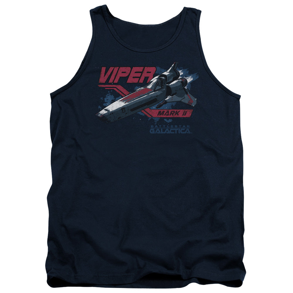 Battlestar Galactica Viper Mark Il Mens Tank Top Shirt Navy Blue Officially Licensed
