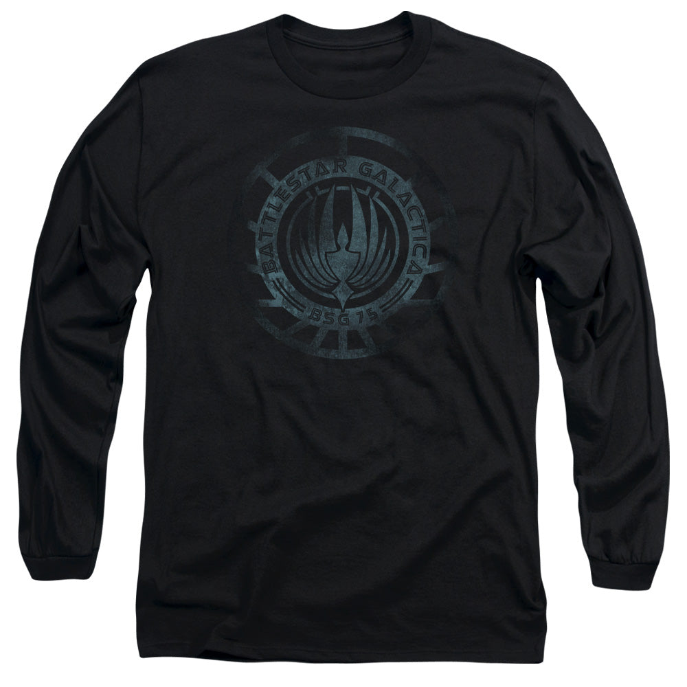 Batlestar GalACtica (New) Faded Emblem Mens Long Sleeve Shirt Black Officially Licensed