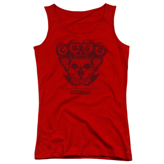 CBGB Moth Skull Womens Tank Top Shirt Red