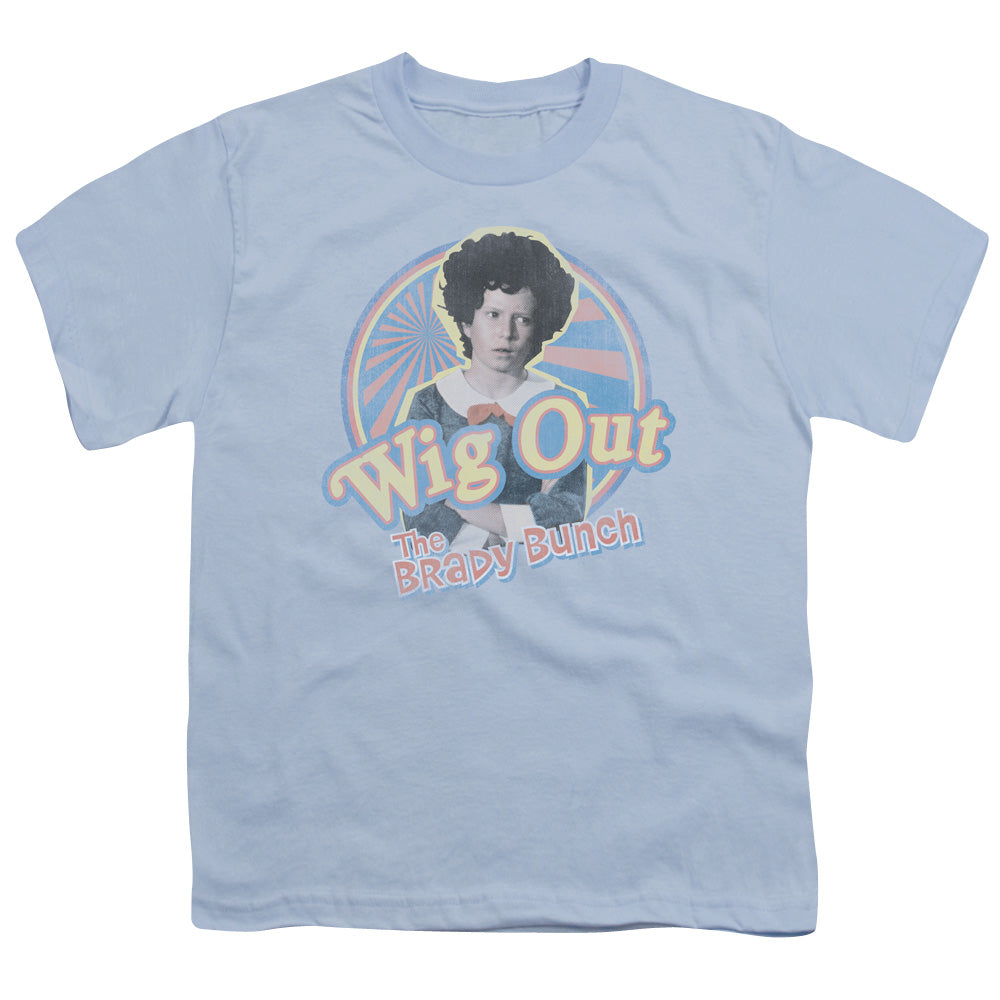 Brady Bunch Wig Out Kids Youth T Shirt Light Blue Officially Licensed