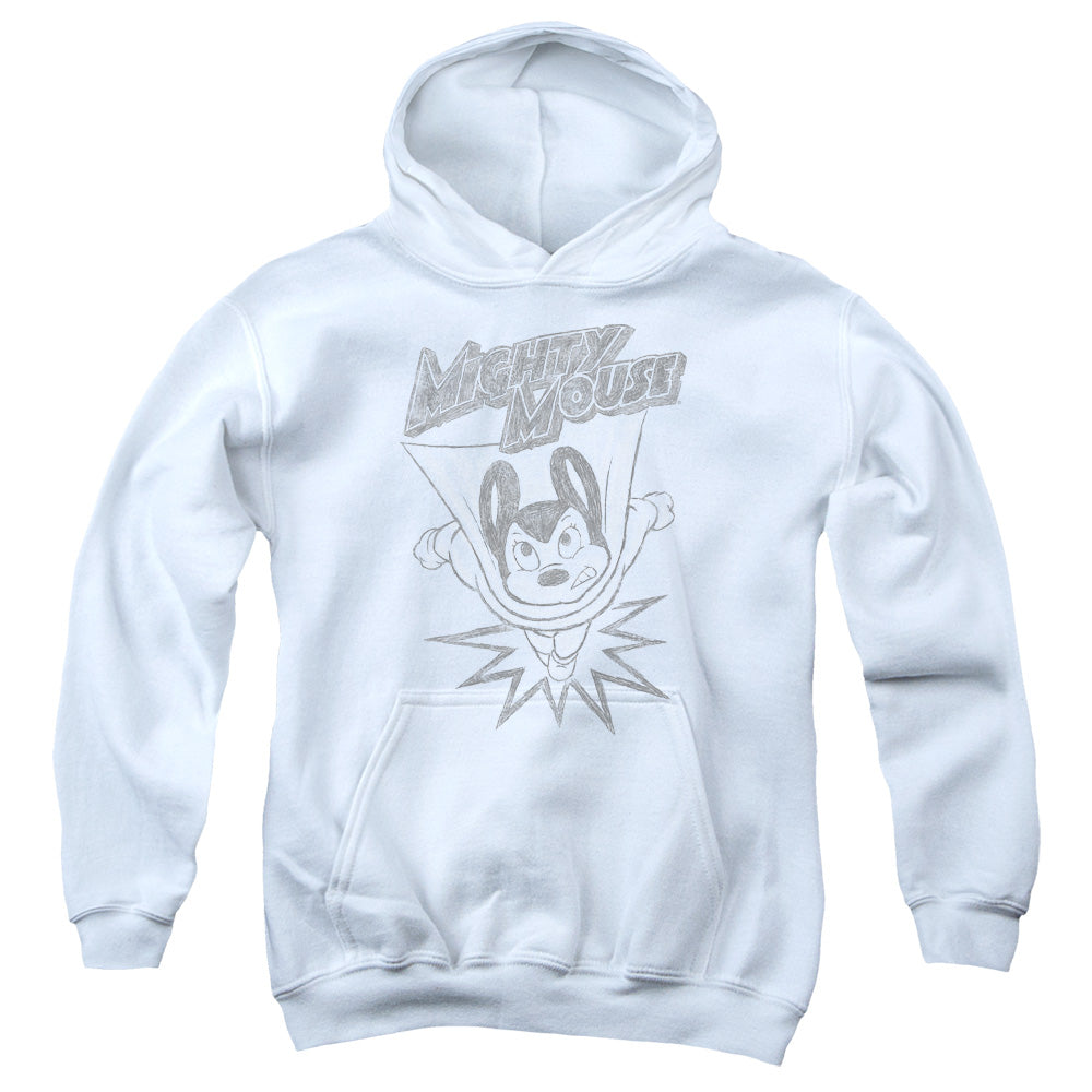 Mighty Mouse Bursting Out Kids Youth Hoodie White Officially Licensed