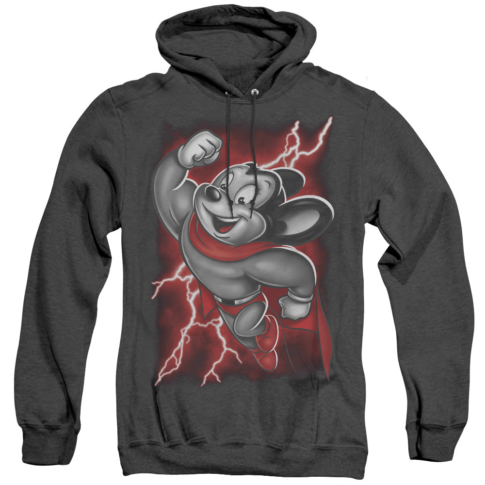 Mighty Mouse Mighty Storm Heather Mens Hoodie Black Officially Licensed