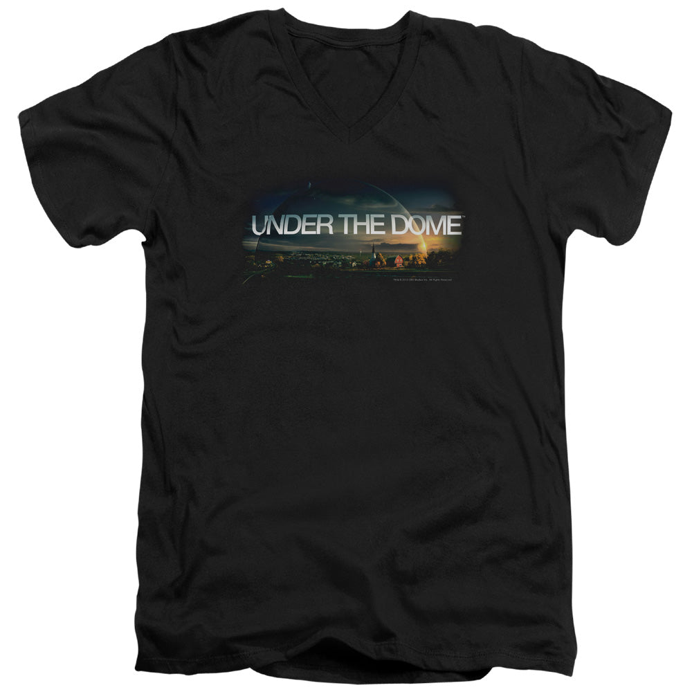 Under the Dome Dome Key Art Mens Slim Fit V-Neck T Shirt Black Officially Licensed