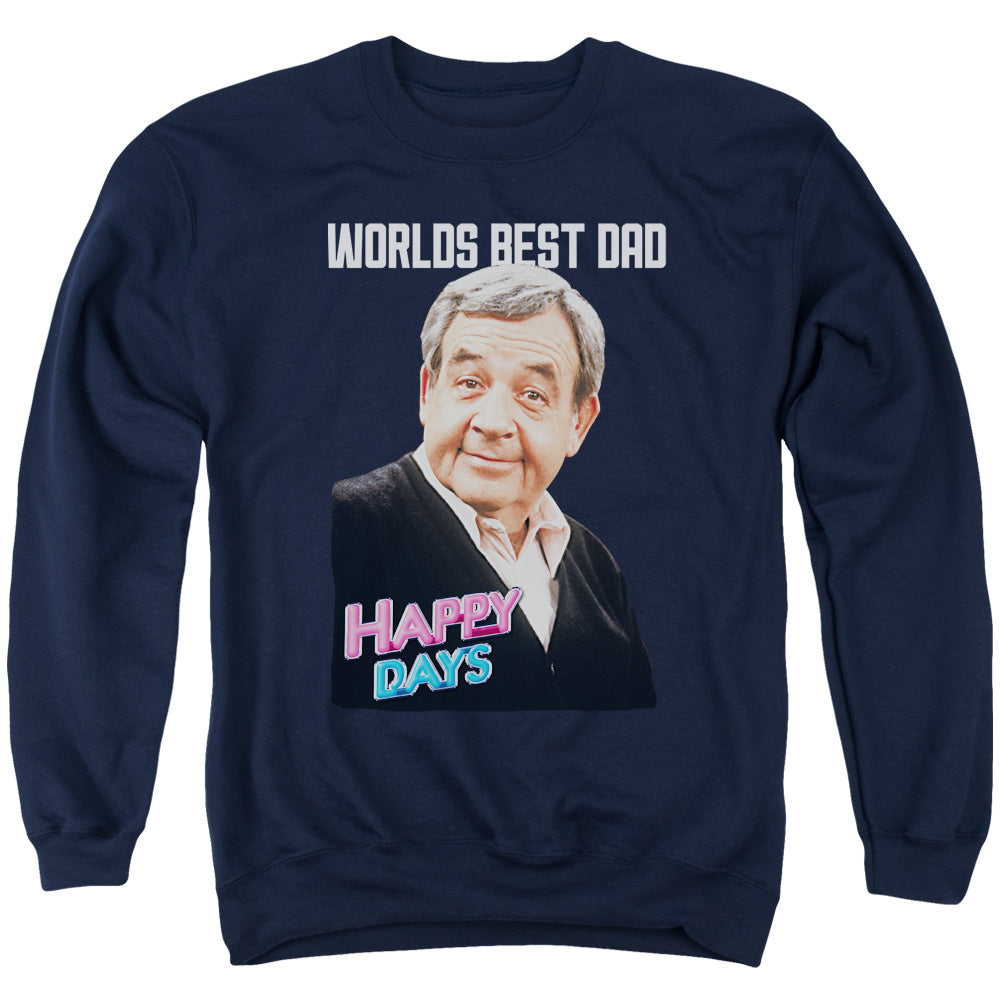 Happy Days Best Dad Mens Crewneck Sweatshirt Navy Officially Licensed