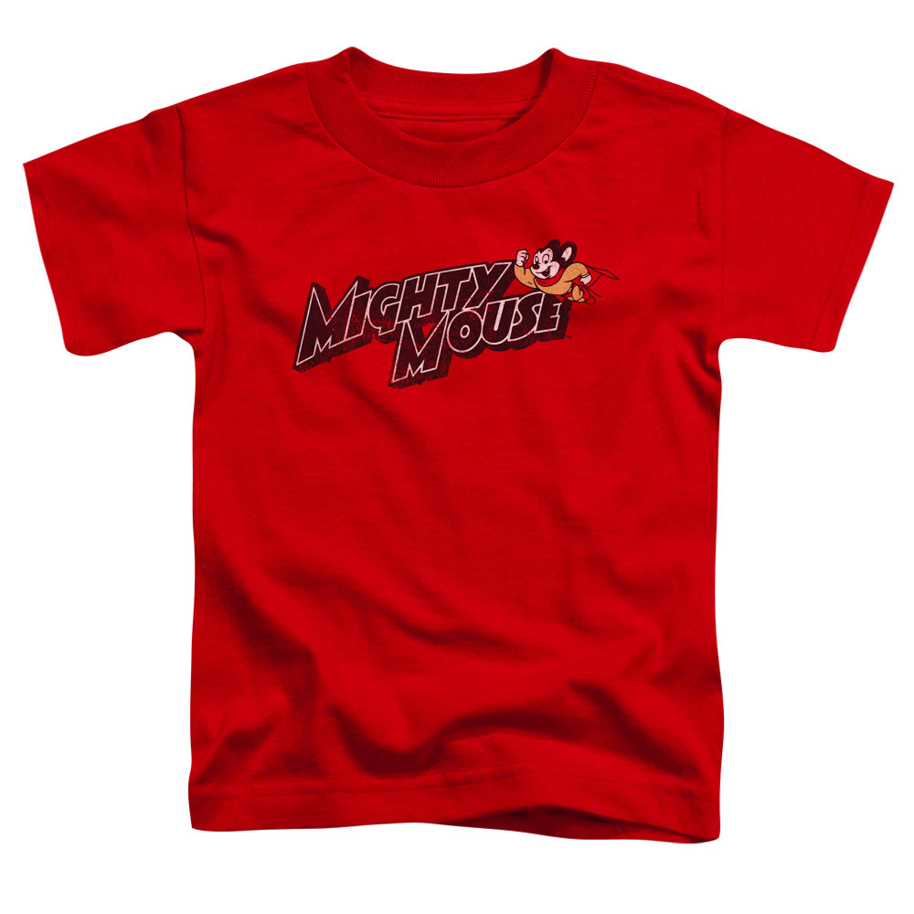 Mighty Mouse Might Logo Toddler Kids Youth T Shirt Red Officially Licensed