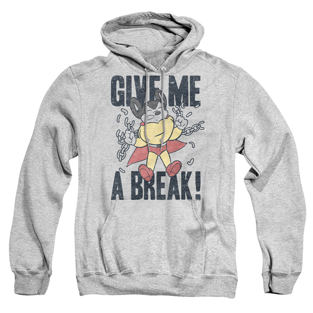Mighty Mouse Give Me A Break Mens Hoodie Athletic Heather Officially Licensed