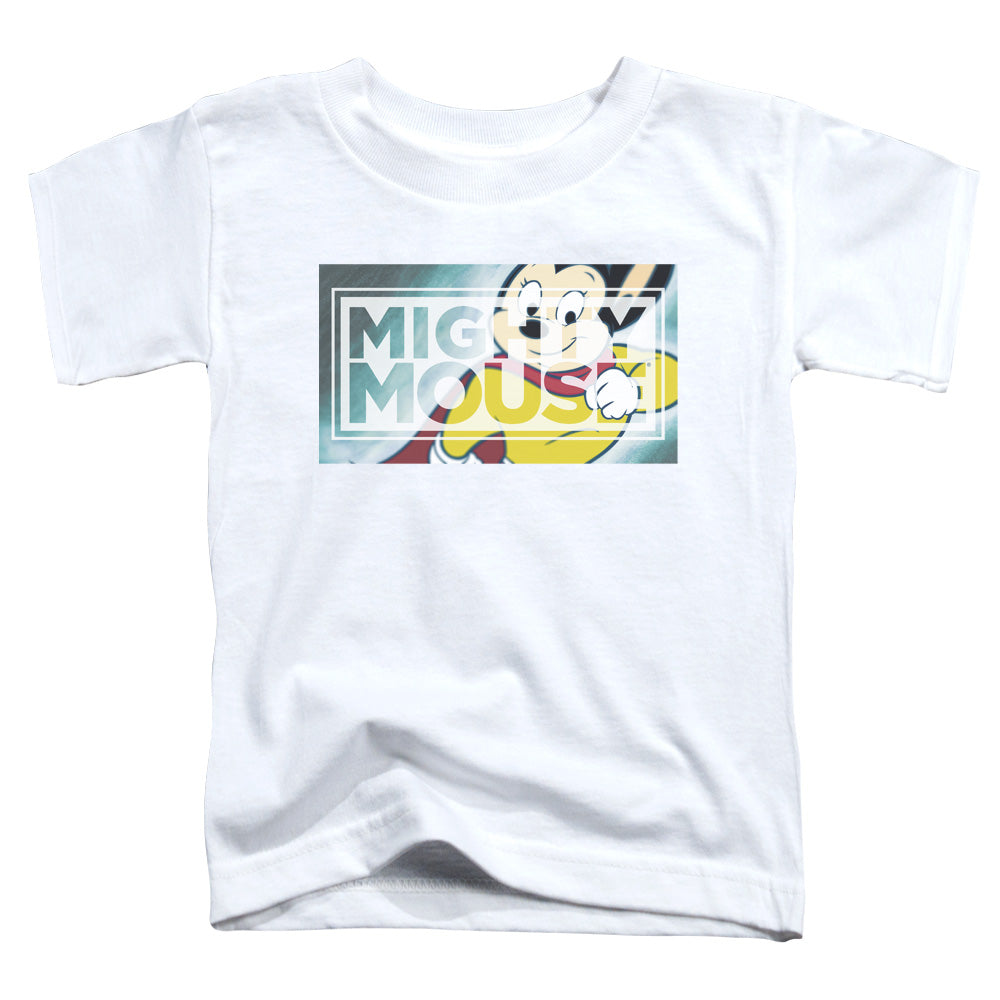 Mighty Mouse Mighty Rectangle Toddler Kids Youth T Shirt White Officially Licensed