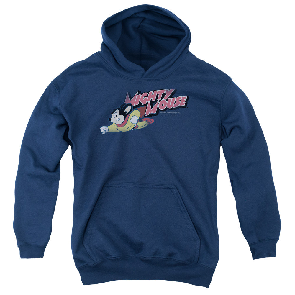 Mighty Mouse Mighty Retro Kids Youth Hoodie Navy Blue