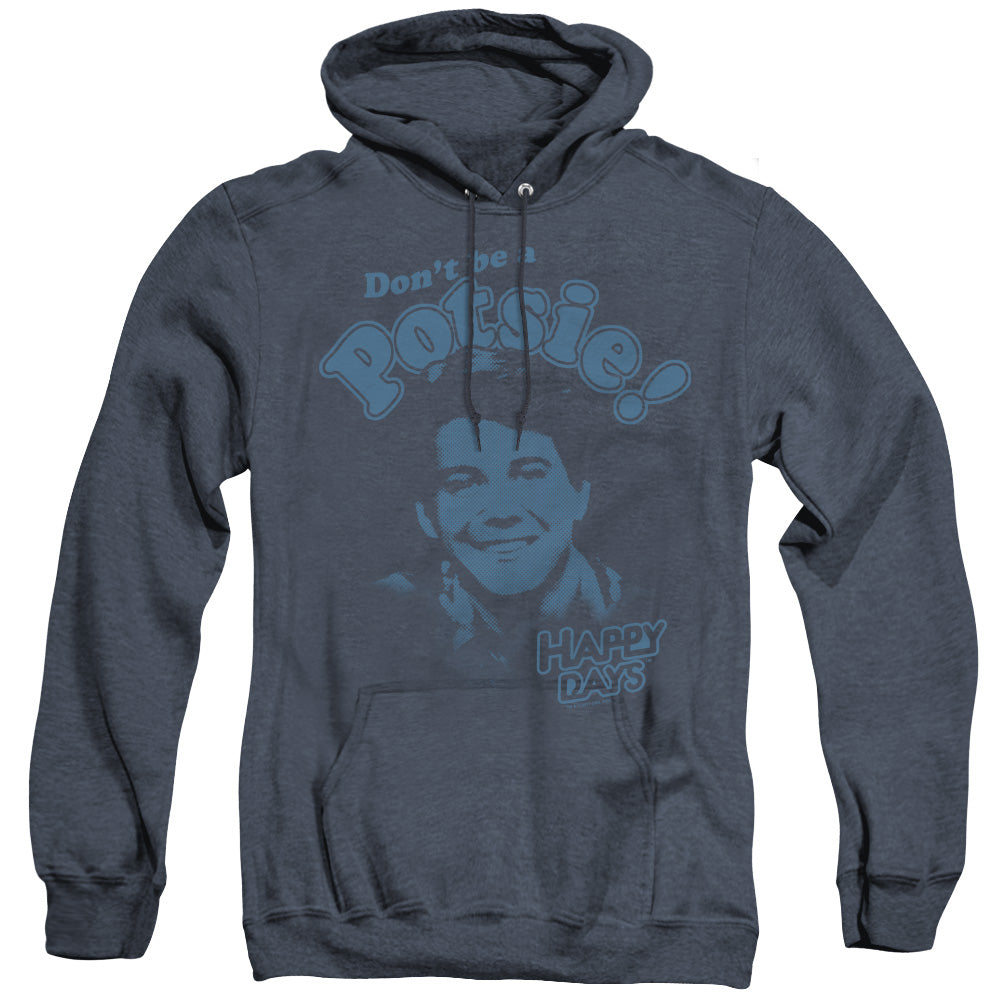 Happy Days Dont Be A Potsy Heather Mens Hoodie Navy Officially Licensed