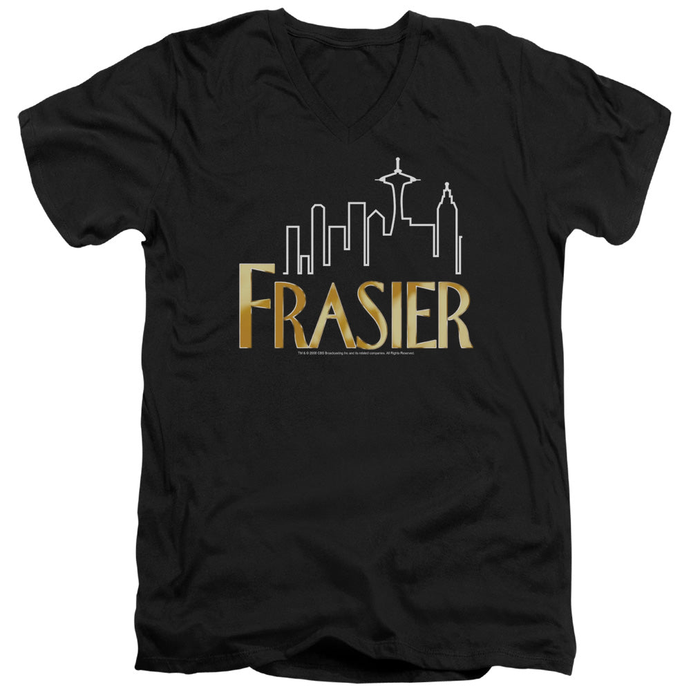 Frasier Frasier Logo Mens Slim Fit V-Neck T Shirt Black Officially Licensed