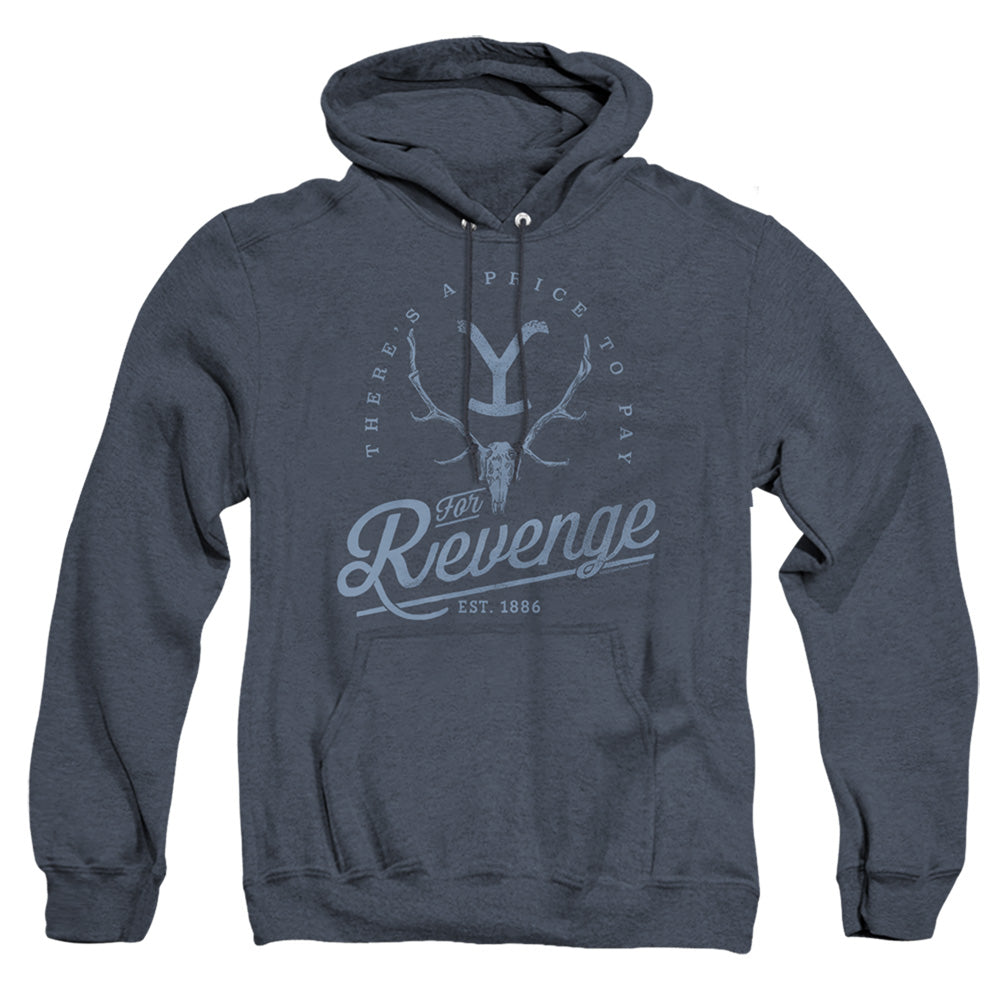 Yellowstone Revenge Skull Mens Heather Hoodie Navy Officially Licensed