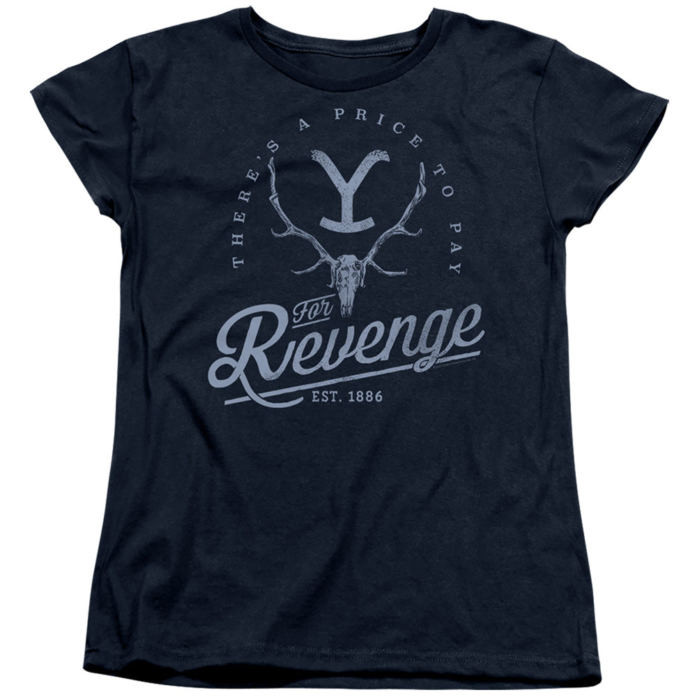 Yellowstone Revenge Skull Womens T Shirt Navy Officially Licensed