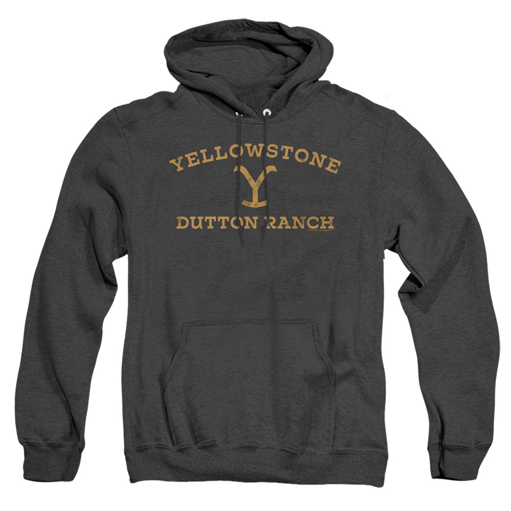 Yellowstone Arched Logo Mens Heather Hoodie Black Officially Licensed