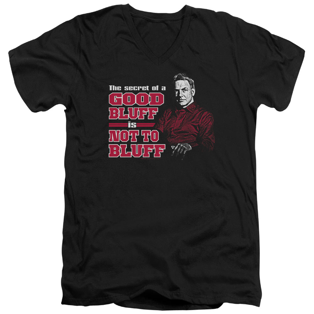 Ncis No Bluffing Mens Slim Fit V-Neck T Shirt Black Officially Licensed