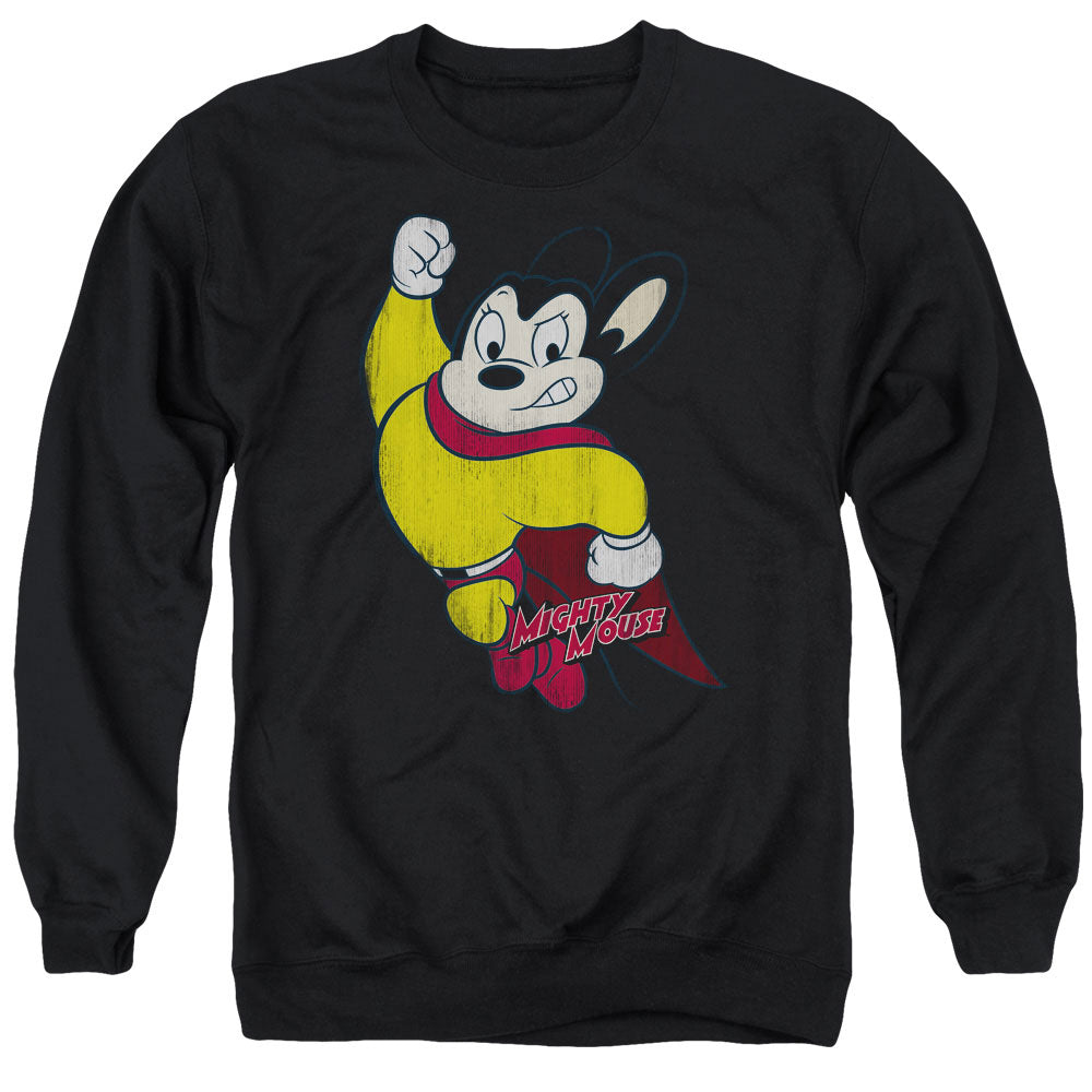Mighty Mouse Classic Hero Mens Crewneck Sweatshirt Black Officially Licensed