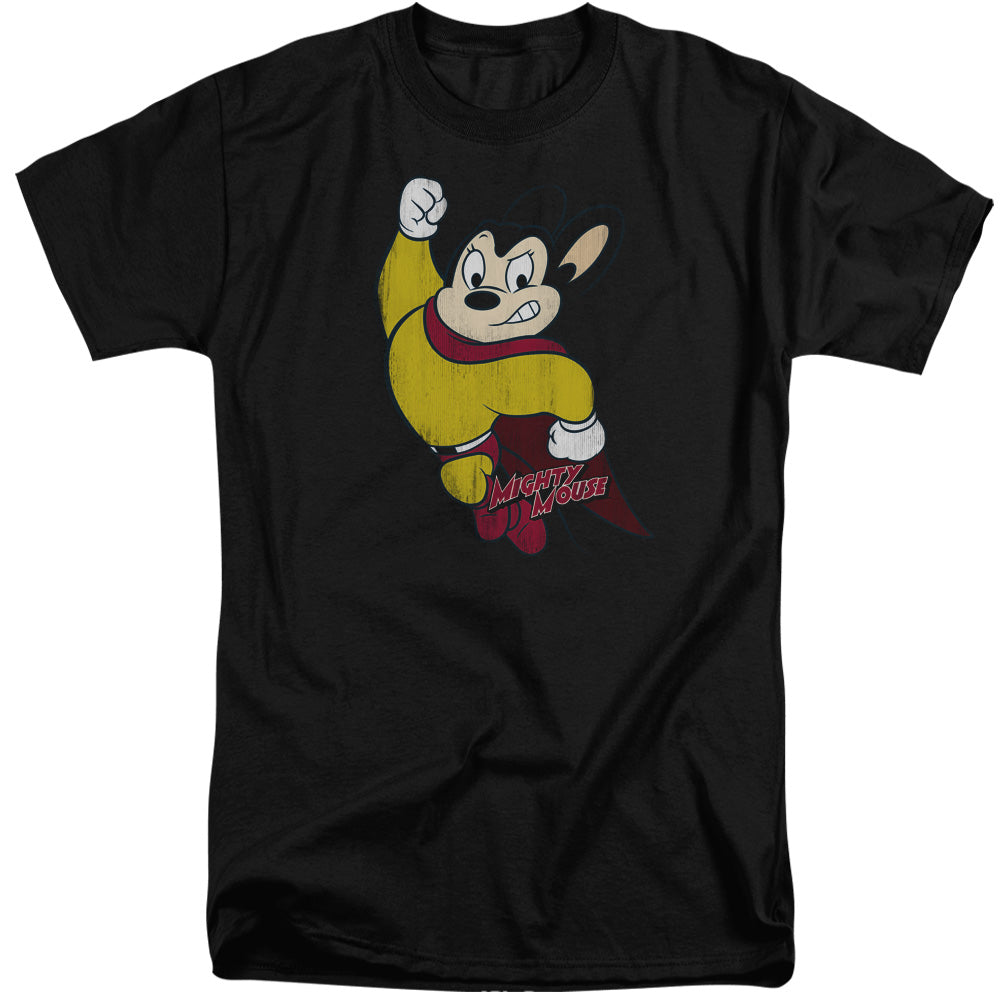 Mighty Mouse Classic Hero Mens Tall T Shirt Black Officially Licensed