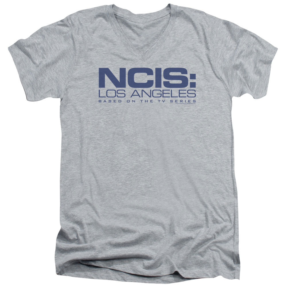 Ncis La Logo Mens Slim Fit V-Neck T Shirt Athletic Heather Officially Licensed