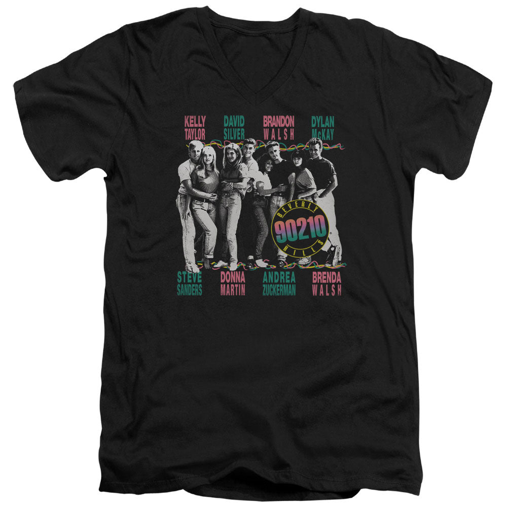 90210 We Got It Mens Slim Fit V-Neck T Shirt Black Officially Licensed