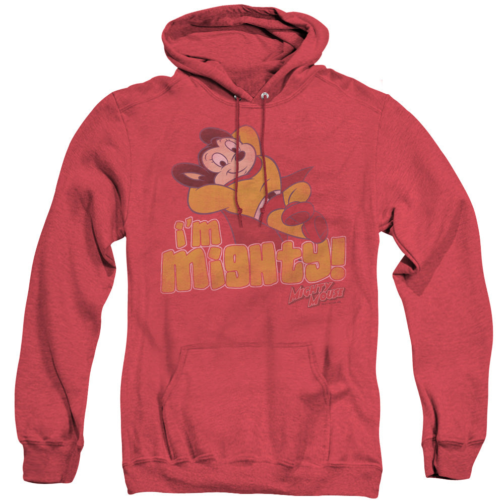 Mighty Mouse Im Mighty Heather Mens Hoodie Red Officially Licensed
