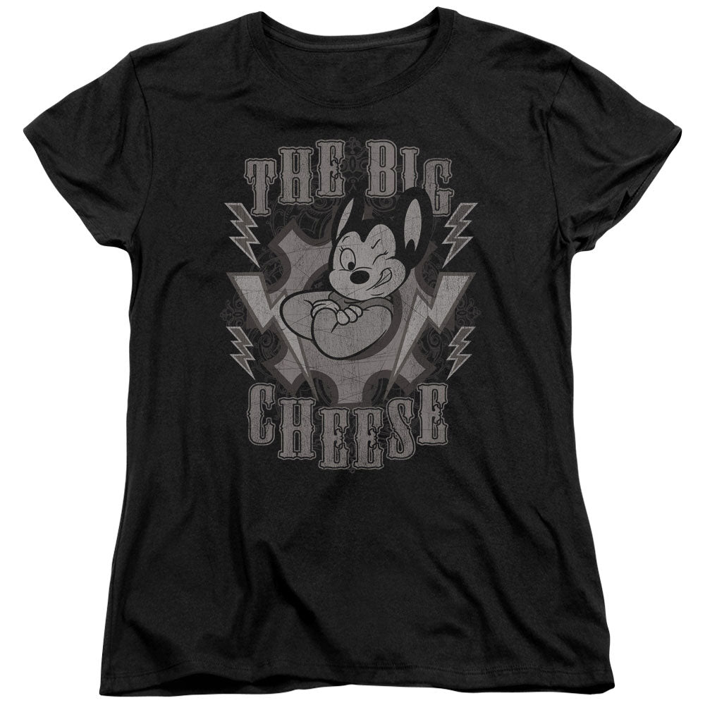 Mighty Mouse the Big Cheese Womens T Shirt Black Officially Licensed