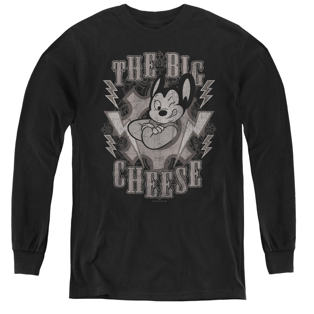Mighty Mouse the Big Cheese Long Sleeve Kids Youth T Shirt Black Officially Licensed
