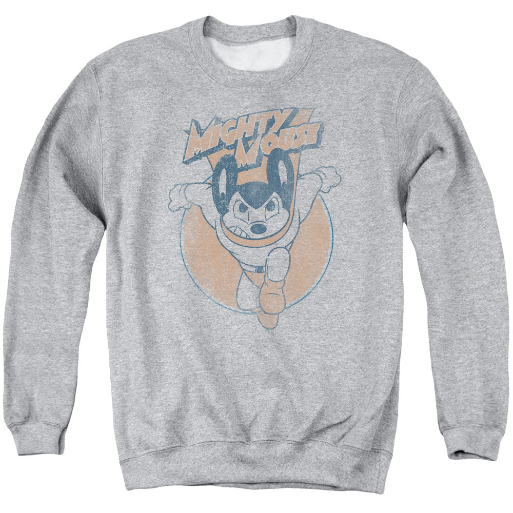 Mighty Mouse Flying With Purpose Mens Crewneck Sweatshirt Athletic Heather Officially Licensed